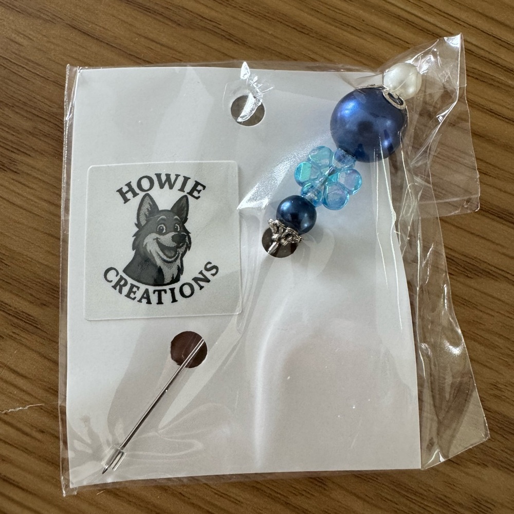 Howie Creations Blue Beaded Stick Pin - NWOT